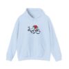 Front view of light blue color of the Arabiya hoodie for women with the Arabic word "عربية" in Arabic calligraphy design