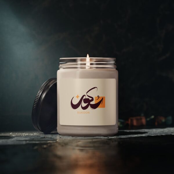 Arabic calligraphy candle minimalist decor candle in cozy interior