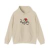 Front view of sand color Arabiya hoodie for women with the Arabic word "عربية" in Arabic calligraphy design