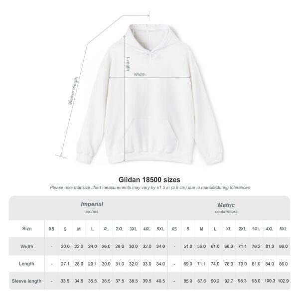 size chart for the all sizes of the Arabiya hoodie for women