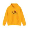 Front view of gold color of the Arabiya hoodie for women with the Arabic word "عربية" in Arabic calligraphy design