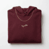 Folded Maroon Arabic love hoodie with gold حب embroidery