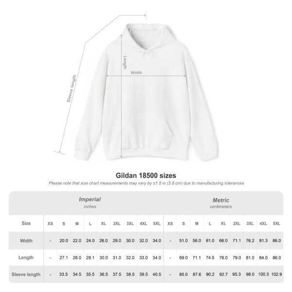 Size chart of the embroidered Arabic hoodie for better size choice